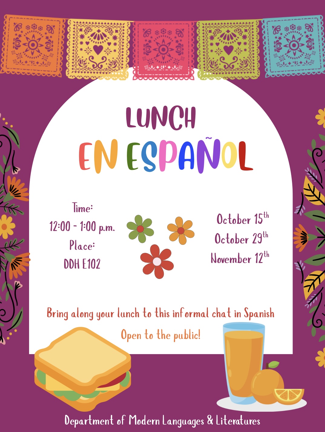 Flyer for Lunch en Espanol event