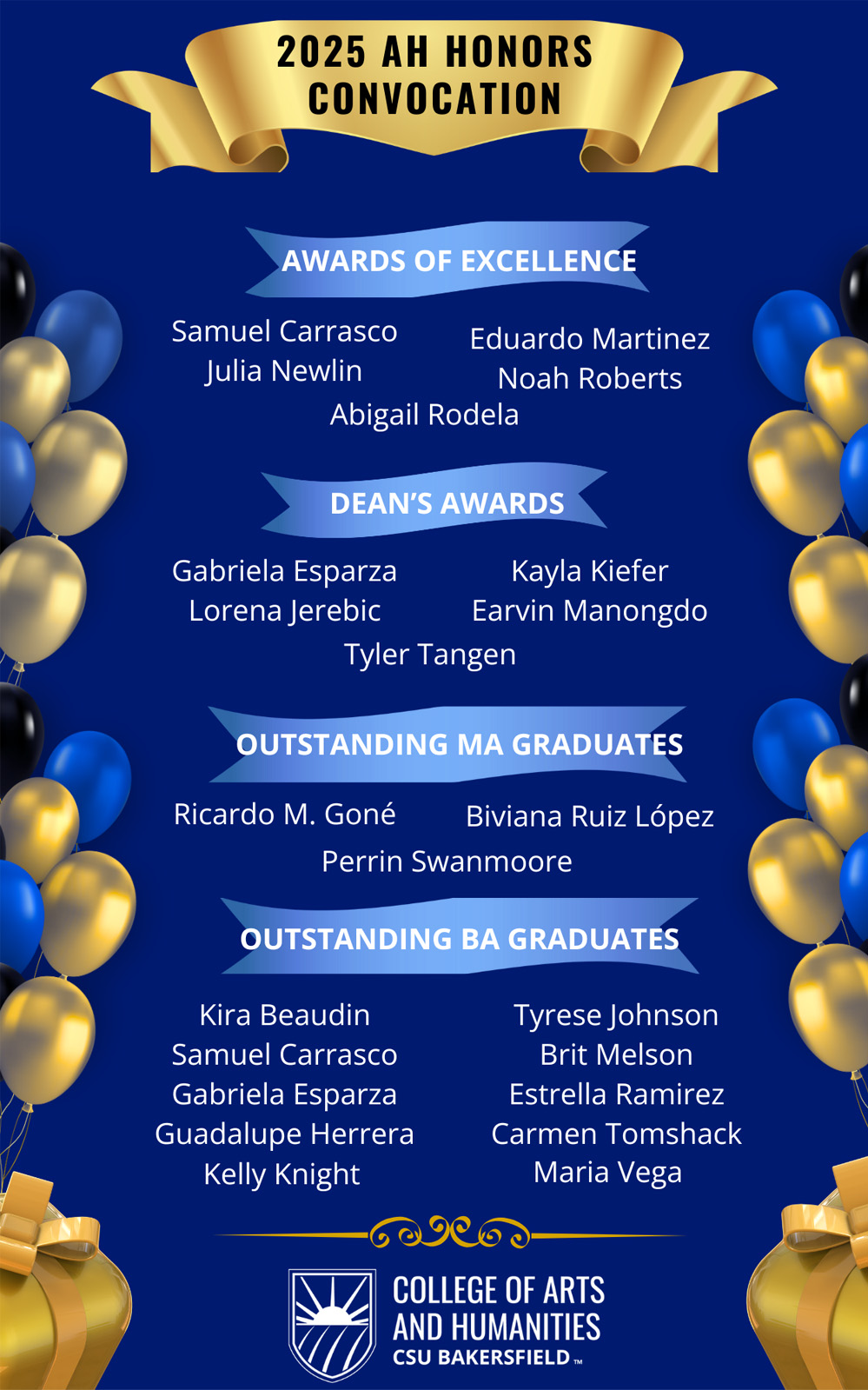 AH Convocation Student Nominees