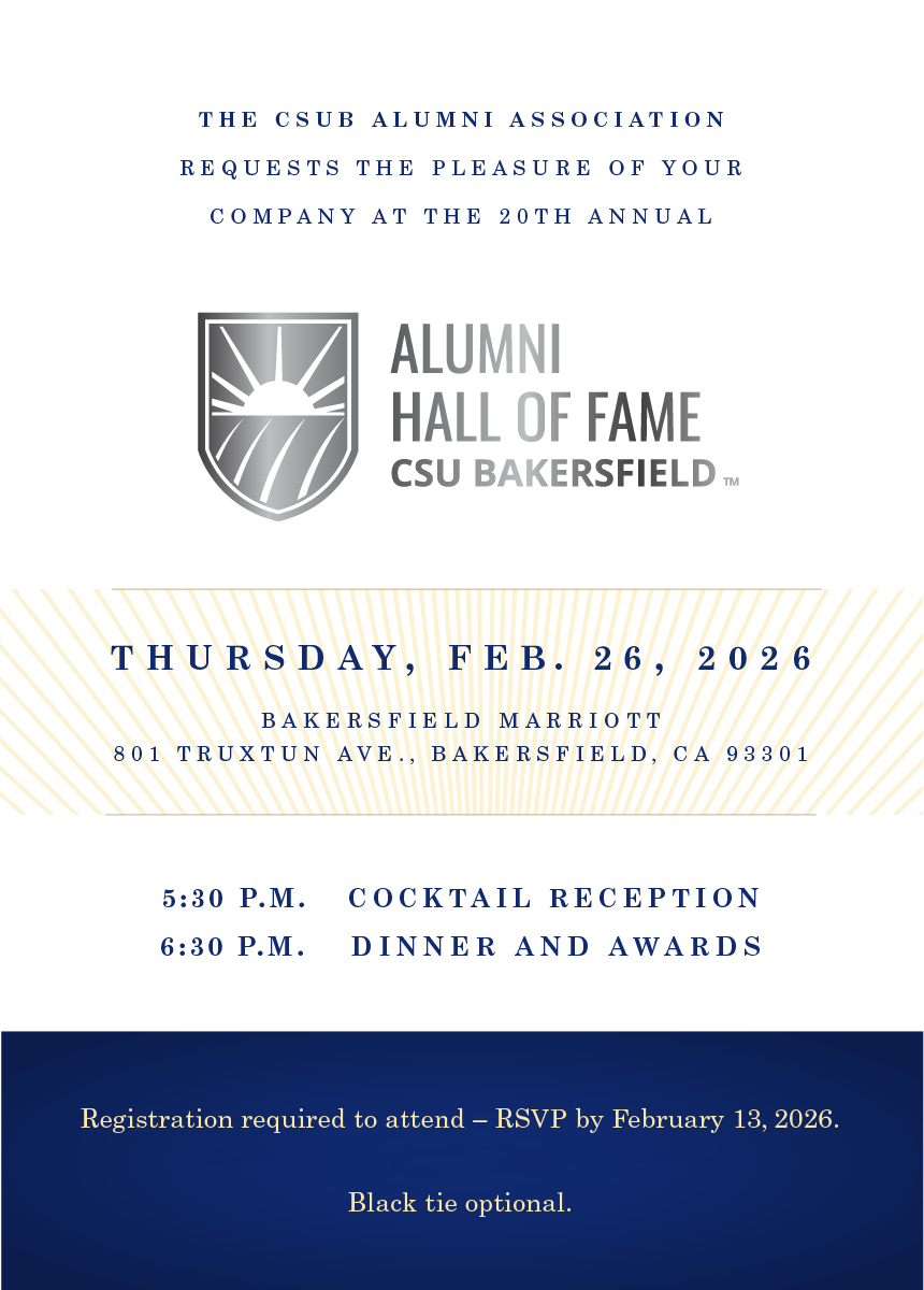 Save the Date for the 20th Anniversary CSUB Alumni Hall of Fame — February 26, 2026