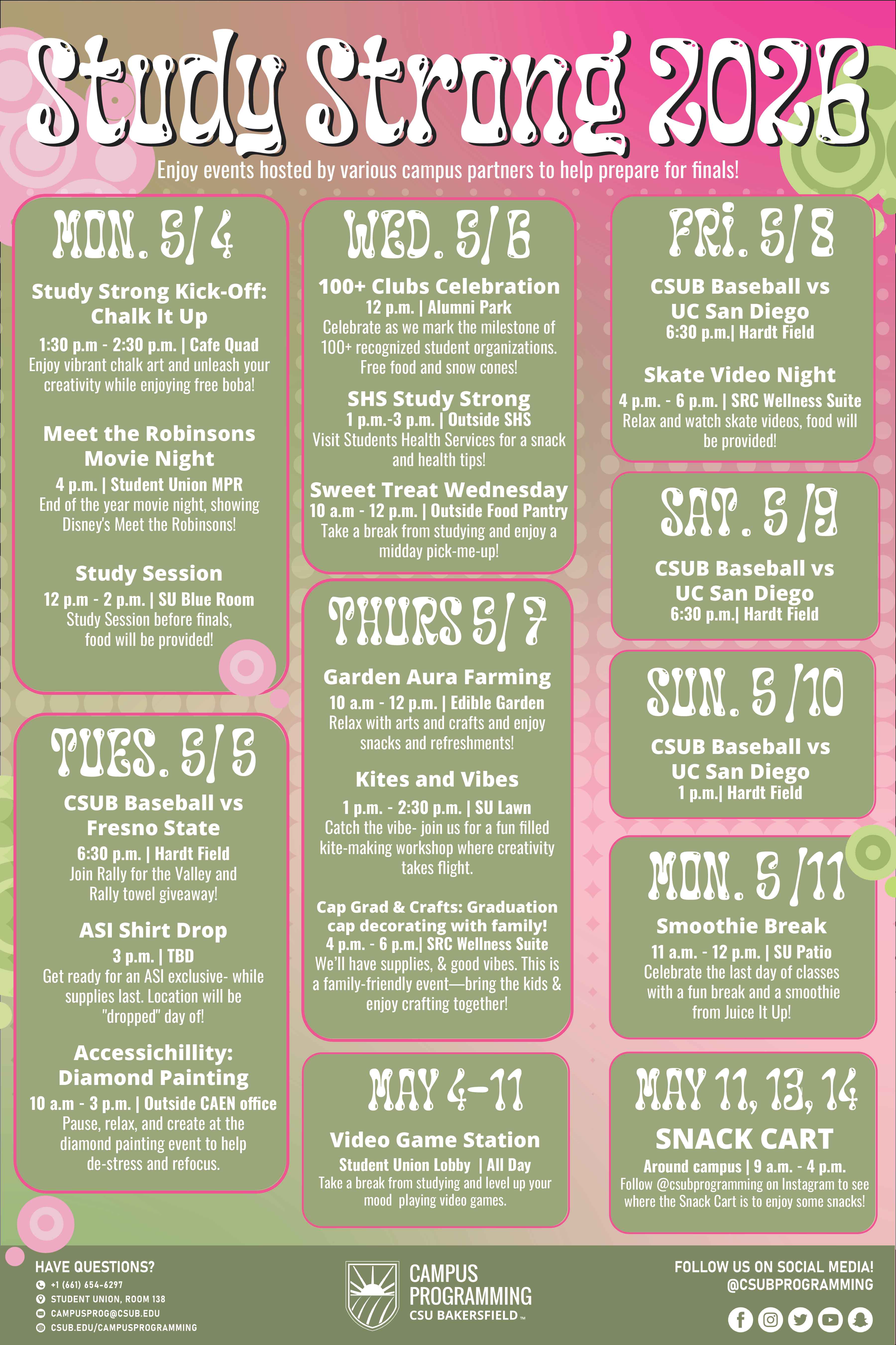 study strong 2026 schedule