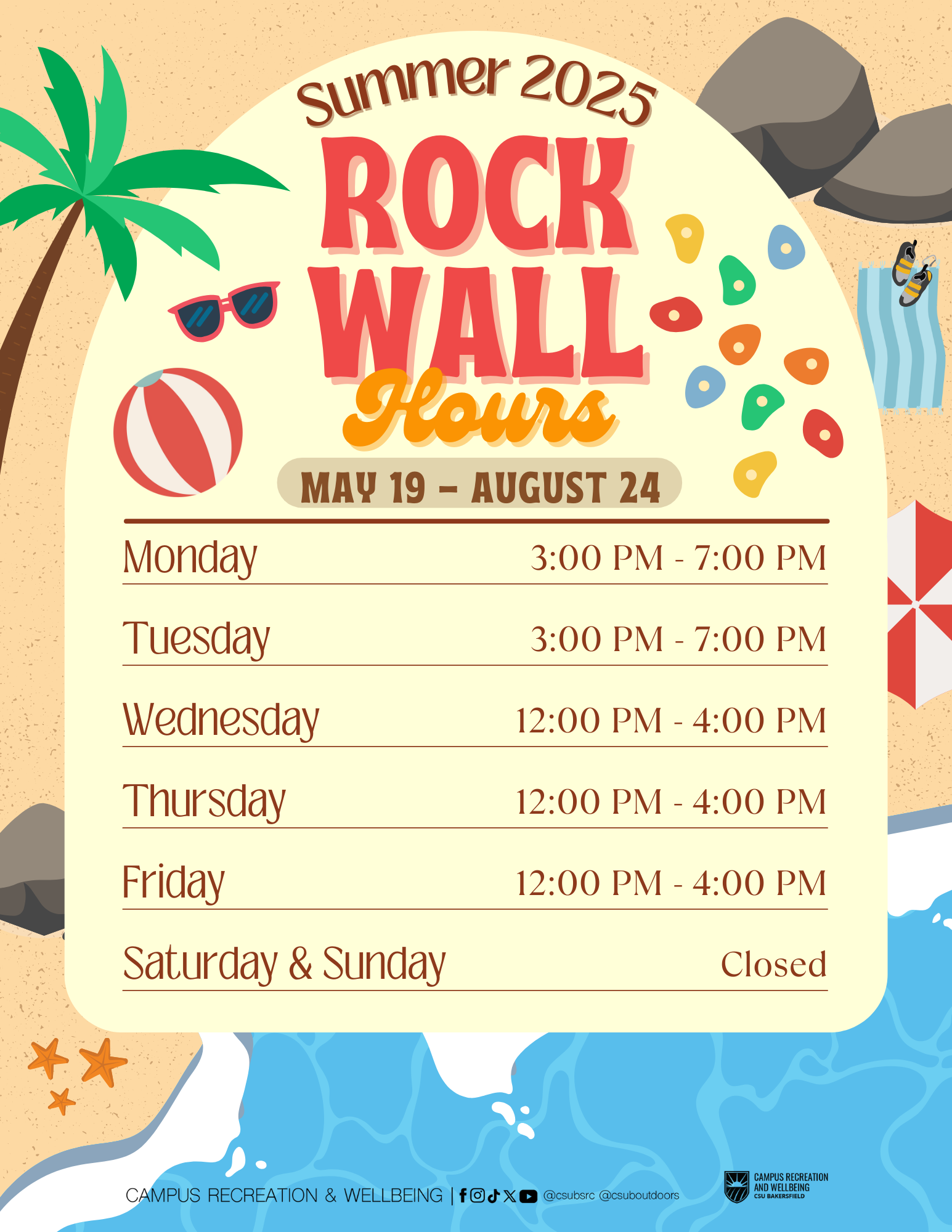 Summer 2025 Rock Wall Hours