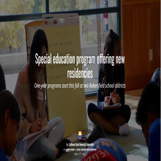 Special education teacher with students