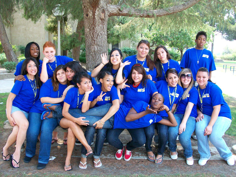 Image of young women participating in Summer Bridge with their Residential Assistant