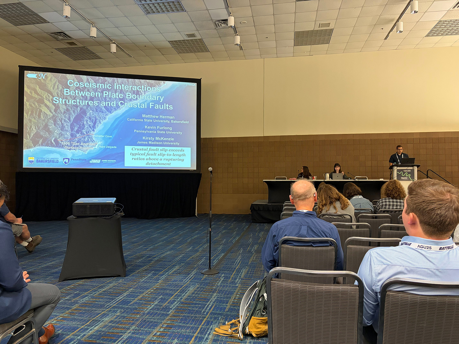 Dr. Herman gives a research talk at AGU 2025