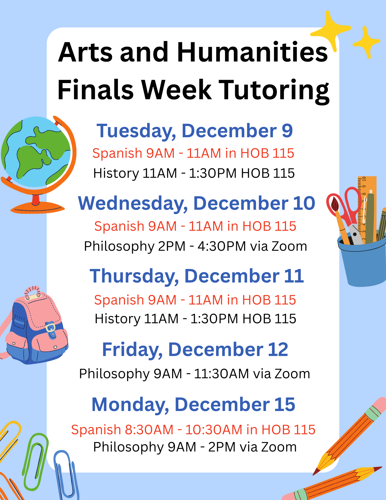 Ahtc fall 2025 finals week schedule